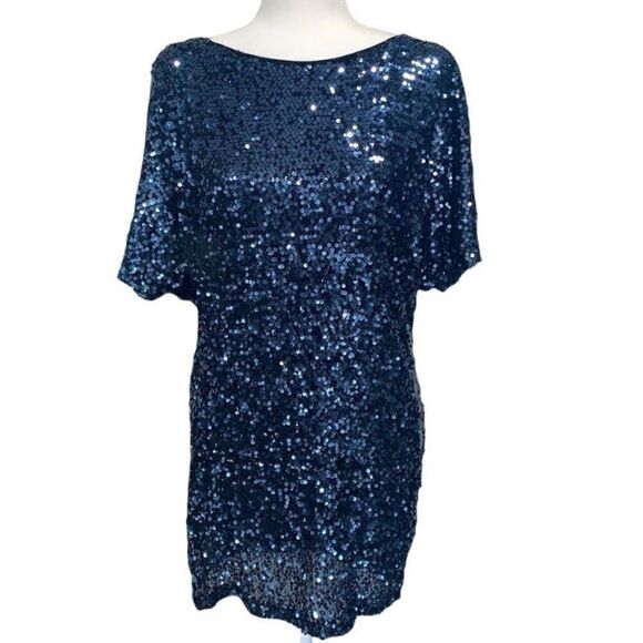 CACHE Blue Sequin Party Dress Size 0 - Picture 1 of 5